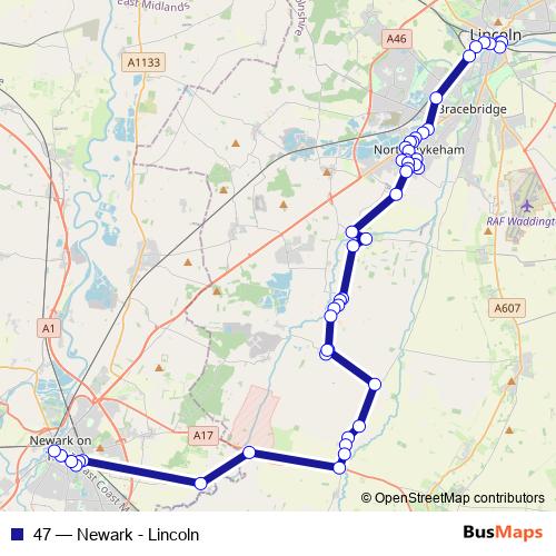 47 bus Line Map