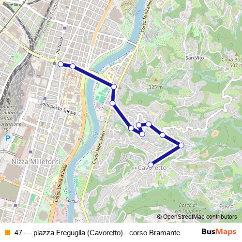 47 bus Line Map