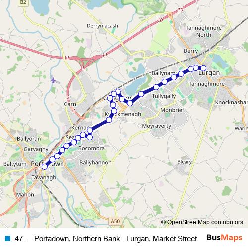 47 bus Line Map