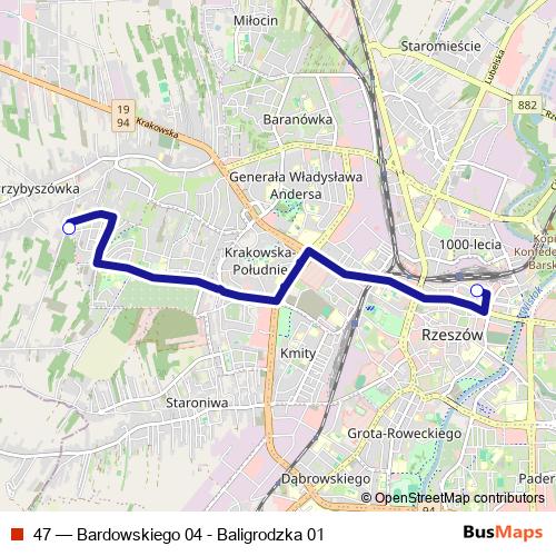 47 bus Line Map