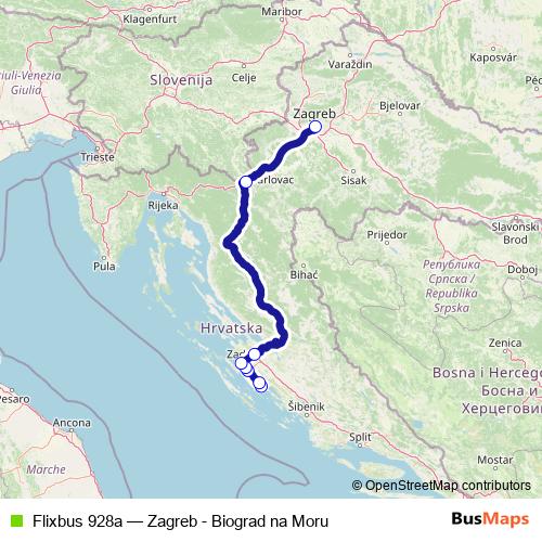 Flixbus 928a bus Line Map