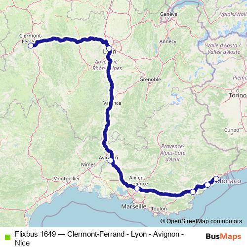 Flixbus 1649 bus Line Map