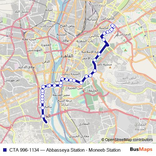 CTA 996-1134 bus Line Map