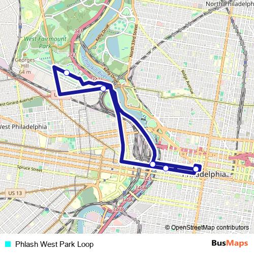 Phlash West Park Loop bus Line Map