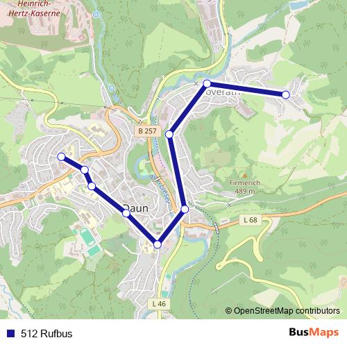 512 Rufbus bus Line Map