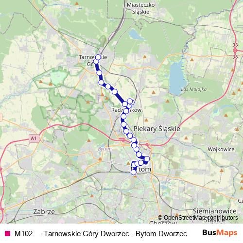 M102 bus Line Map