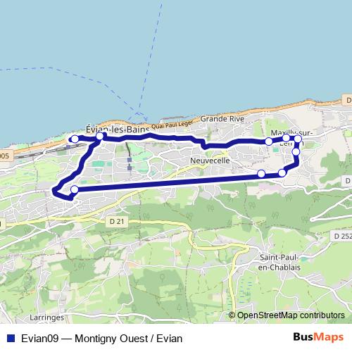 Evian09 bus Line Map