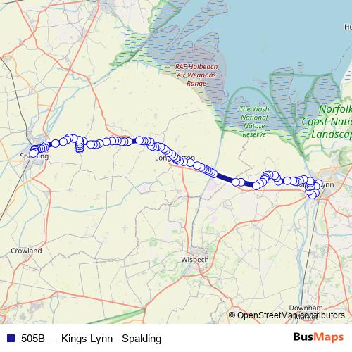 505B bus Line Map