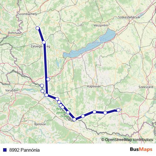 8992 Pannónia rail Line Map