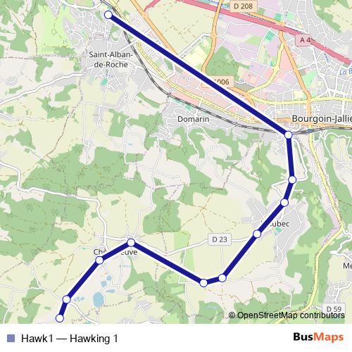Hawk1 bus Line Map