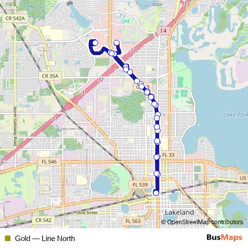 Gold bus Line Map