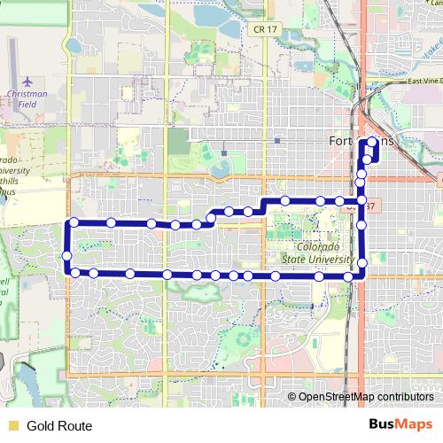 Gold Route bus Line Map