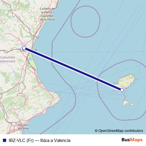 IBZ-VLC (Fr) air Line Map