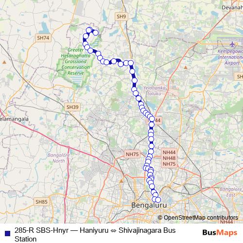285-R SBS-Hnyr bus Line Map