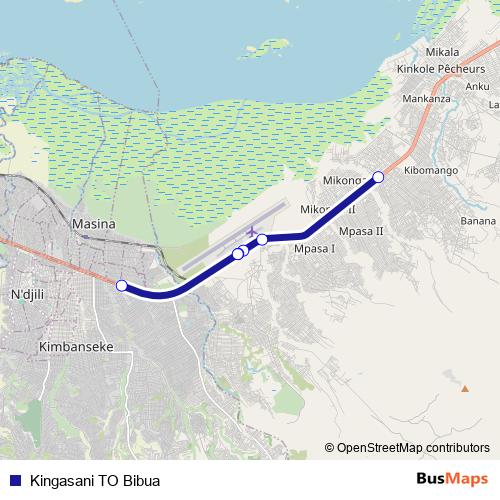 Kingasani TO Bibua bus Line Map