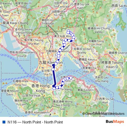 N116 bus Line Map