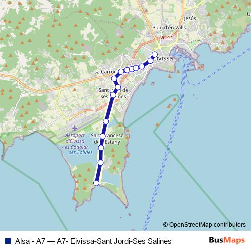 Alsa - A7 bus Line Map