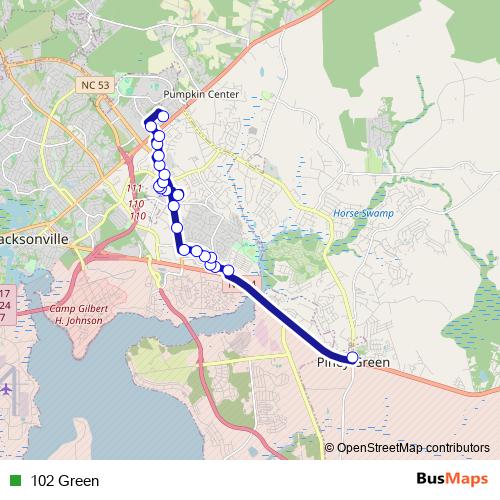 102 Green bus Line Map