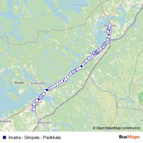 Imatra - Simpele - Parikkala bus Line Map