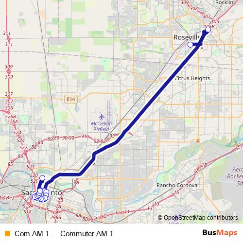 Com AM 1 bus Line Map