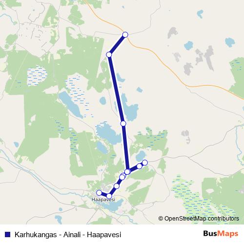 Karhukangas - Ainali - Haapavesi bus Line Map