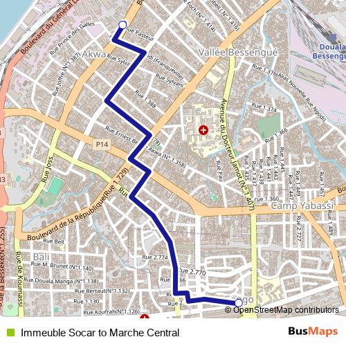 Immeuble Socar to Marche Central bus Line Map