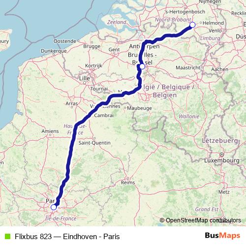 Flixbus 823 bus Line Map