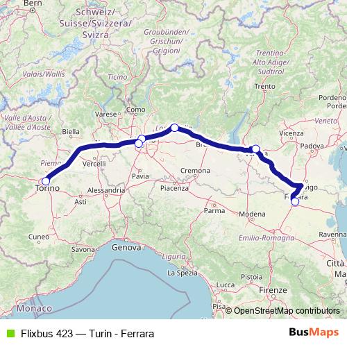 Flixbus 423 bus Line Map