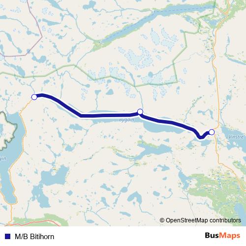 M/B Bitihorn ferry Line Map