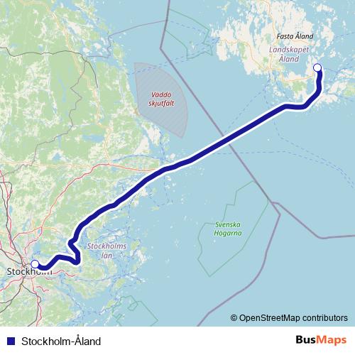 Stockholm-Åland ferry Line Map