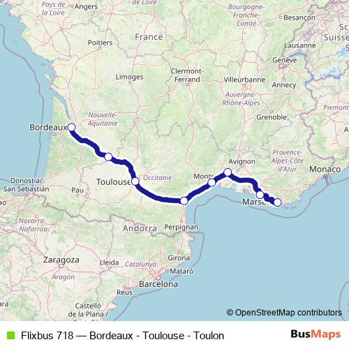 Flixbus 718 bus Line Map