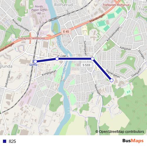 825 bus Line Map