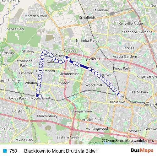 750 bus Line Map