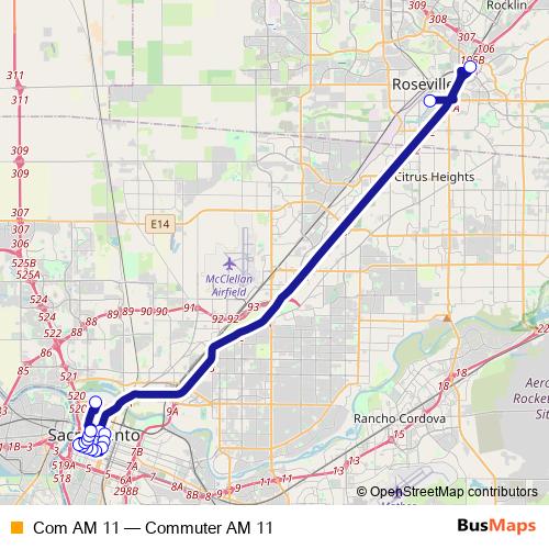 Com AM 11 bus Line Map