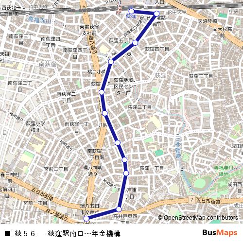 荻５６ bus Line Map