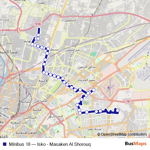 Minibus 18 bus Line Map