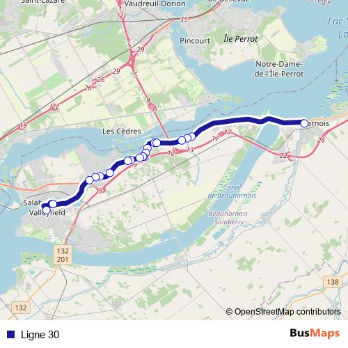 Ligne 30 bus Line Map