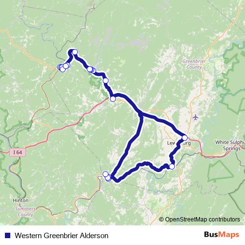 Western Greenbrier Alderson bus Line Map
