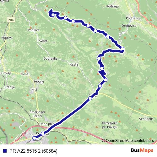 PR A22 8515 2 (60584) bus Line Map