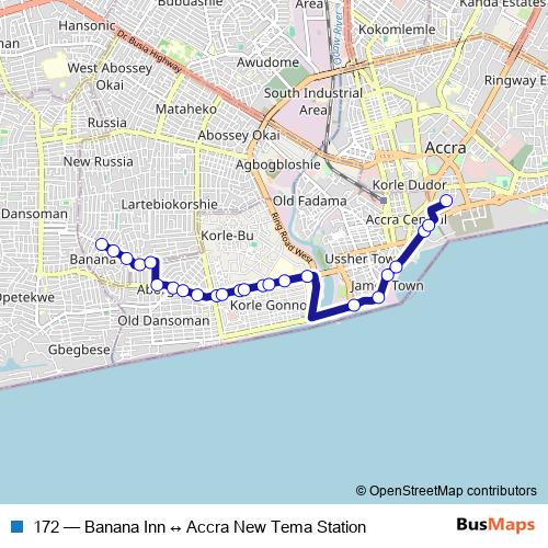 172 bus Line Map