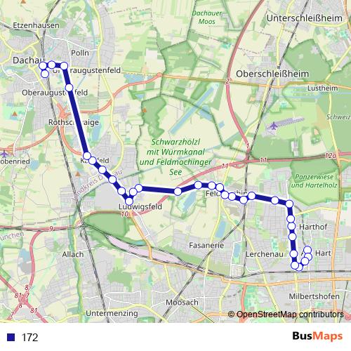 172 bus Line Map