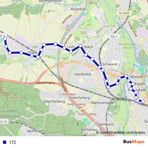 172 bus Line Map