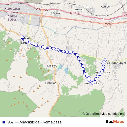 967 bus Line Map
