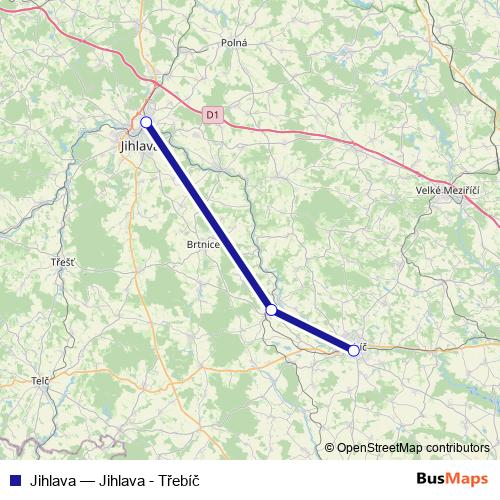 Jihlava rail Line Map