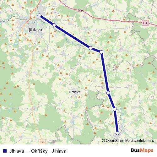 Jihlava rail Line Map