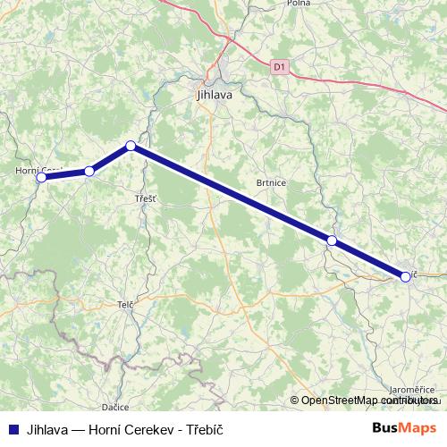 Jihlava rail Line Map