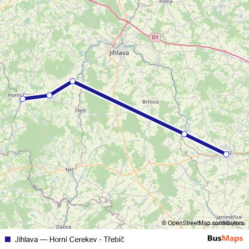 Jihlava rail Line Map