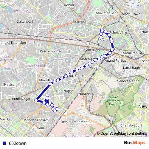 832down bus Line Map