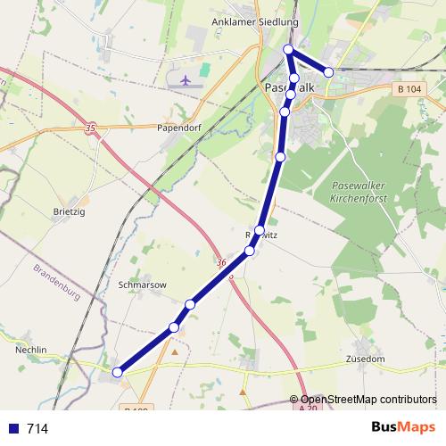 714 bus Line Map