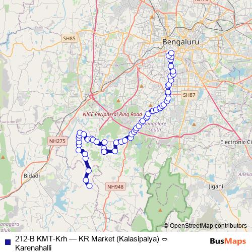 212-B KMT-Krh bus Line Map